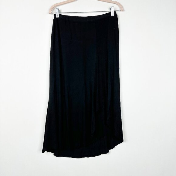 2/$24  Velvet by Graham Spencer Grace Satin Midi Skirt Black Medium #A0518 TRB3 - Picture 3 of 8